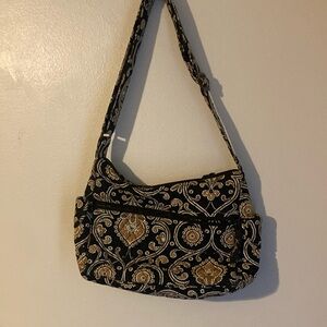 Vera Bradley Black and Gold Shoulder Bag with Intricate Design